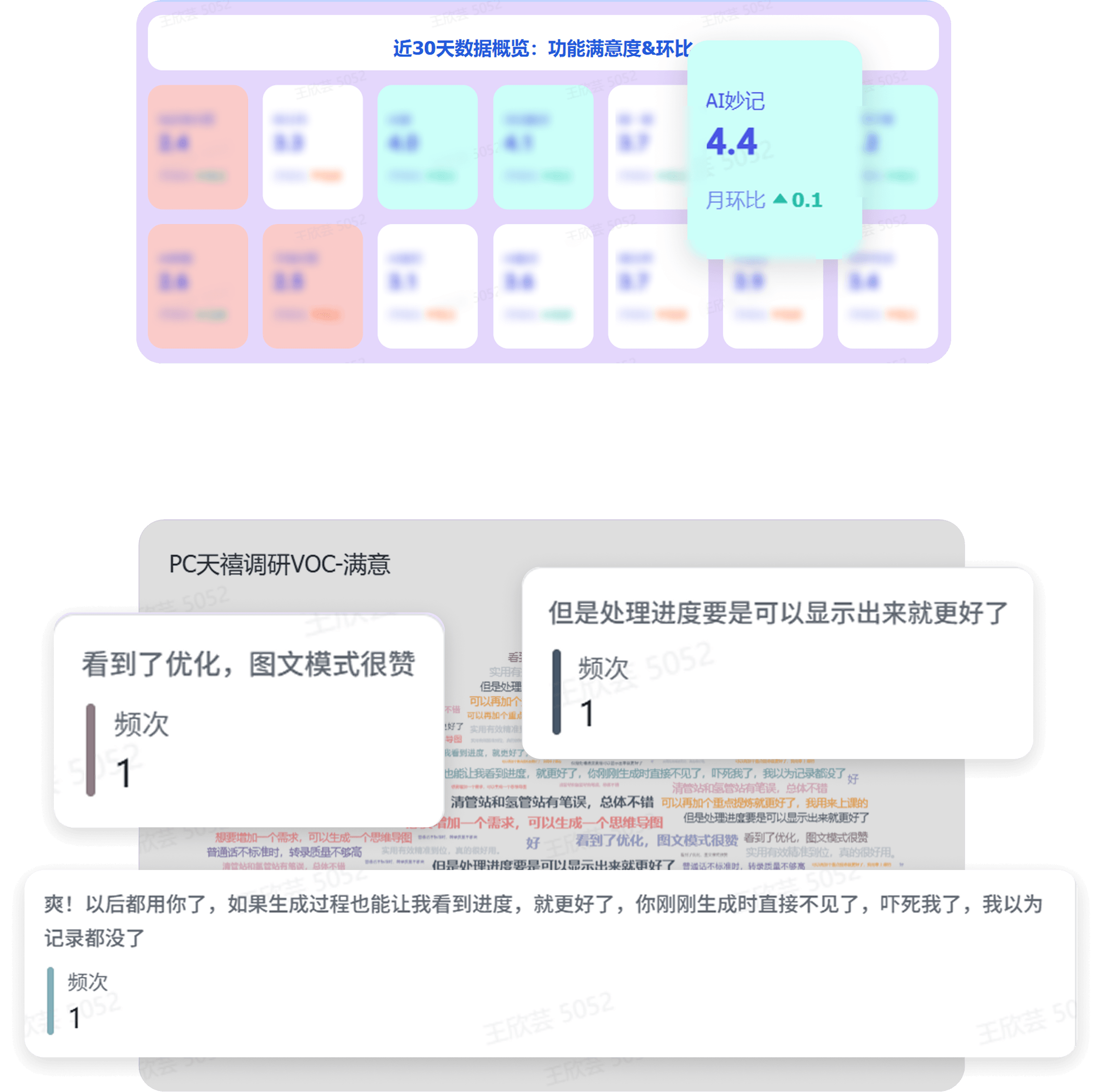AI 妙记近 30 天功能满意度和用户反馈